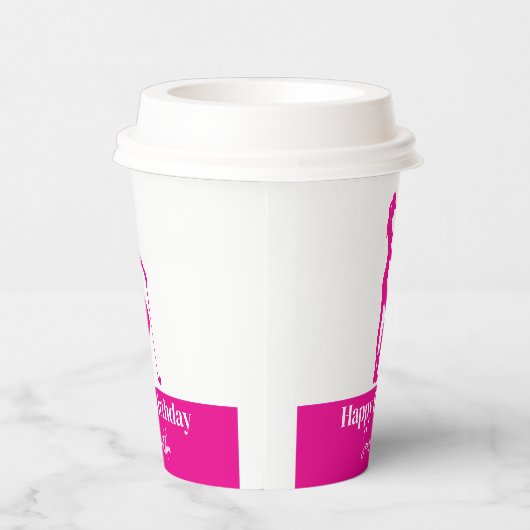 ピンキーレディーゴルファー誕生日モノグラム 紙コップ (右)