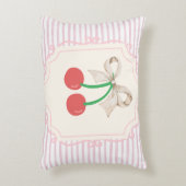 ピンキーレトロ甘いさくらんぼと弓レトロストライプ アクセントクッション (正面(垂直))