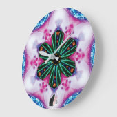 ピンキー万華鏡のように千変万化するパターン ラージ壁時計 (傾斜)