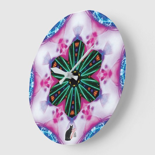 ピンキー万華鏡のように千変万化するパターン ラージ壁時計 (傾斜)