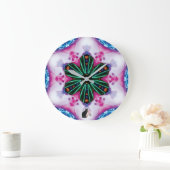 ピンキー万華鏡のように千変万化するパターン ラージ壁時計 (ホーム)