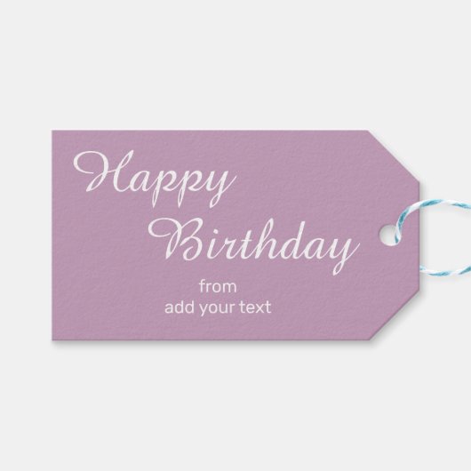 ピンキー薄紫誕生日ギフトラベル ギフトタグ (正面(横))