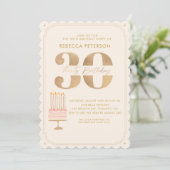 ピンキー金ゴールド30thバースデーケーキパーティー 招待状 (スタンド正面)