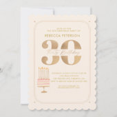 ピンキー金ゴールド30thバースデーケーキパーティー 招待状 (正面)