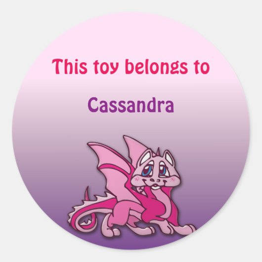 ピンキー・ザ・ドラゴン ラウンドシール (正面)