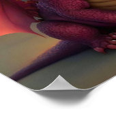 ピンキー – Pink Dragon with aバラポスターアート ポスター (角)