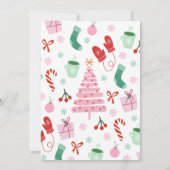 ピンクああ何おもしろいクリスマスバースデーパーティー 招待状 (裏面)