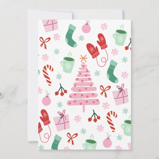 ピンクああ何おもしろいクリスマスバースデーパーティー 招待状 (裏面)