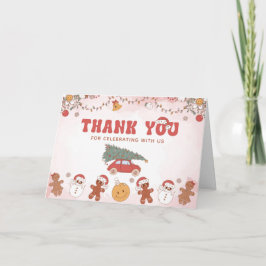 ピンクああ何おもしろいクリスマスパーティーサンキューカード サンキューカード