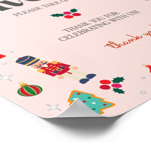 ピンクああ何おもしろい冬のクリスマスの好意サイン ポスター (角)