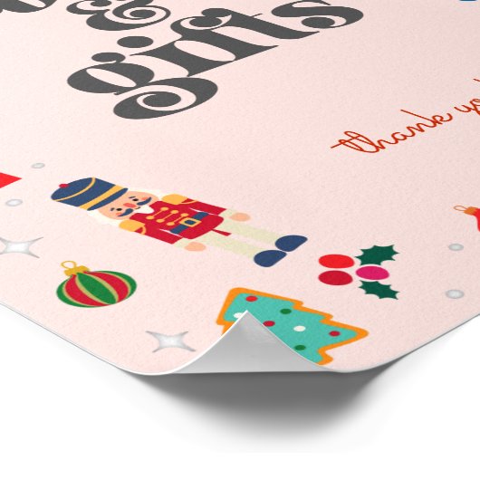 ピンクああ何のおもしろい冬のクリスマスカードとギフト ポスター (角)