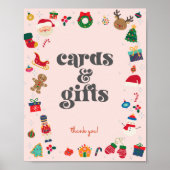 ピンクああ何のおもしろい冬のクリスマスカードとギフト ポスター (正面)