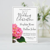 ピンクあじさいピンクフローラピンク結婚の花 招待状 (スタンド正面)