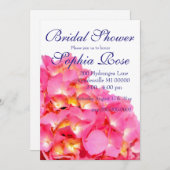 ピンクあじさいピンクフローラ花ブライダルシャワー 招待状 (正面/裏面)