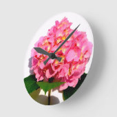 ピンクあじさいピンク花ピンクフローラ ラウンド壁時計 (傾斜)