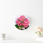 ピンクあじさいピンク花ピンクフローラ ラウンド壁時計 (ホーム)