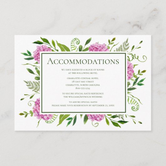 ピンクあじさい結婚の エンクロージャーカード (正面)