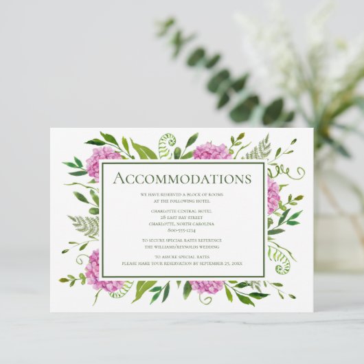 ピンクあじさい結婚の エンクロージャーカード (スタンド正面)