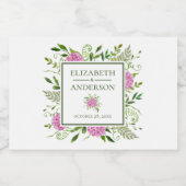 ピンクあじさい結婚の スパークリングワインラベル (シングルラベル)