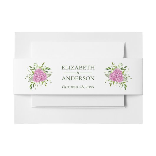 ピンクあじさい結婚の 招待状ベリーバンド (正面例)