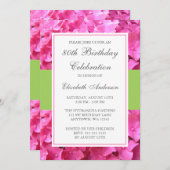 ピンクあじさい縁どアグリーン80th誕生日パーティー 招待状 (正面/裏面)