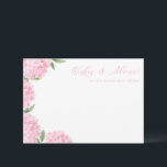 ピンクあじさい花の花の花のアドバイスカード エンクロージャーカード<br><div class="desc">このかわいらしフローラカードは水彩あじさい花とあなたのカスタム文字。テンプレートを使用して情報を入力する。「さらにカスタマイズ」機能を使用して、フォント(サイズ、スタイル、色)を変更したり、文字のラインを追加したり、レイアウトを変更したり、背面に文字を追加したりすることができる。</div>