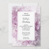 ピンクあじさい花の誕生日パーティー 招待状 (正面)