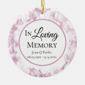 ピンクあじさい花ウォーターカラーメモリアル セラミックオーナメント (正面)