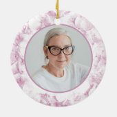 ピンクあじさい花ウォーターカラーメモリアル セラミックオーナメント (裏面)