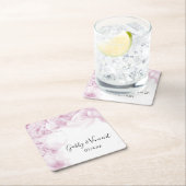 ピンクあじさい花ウォーター結婚カラー スクエアペーパーコースター (インサイチュ)