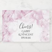 ピンクあじさい花ウォーター結婚カラー スパークリングワインラベル (シングルラベル)