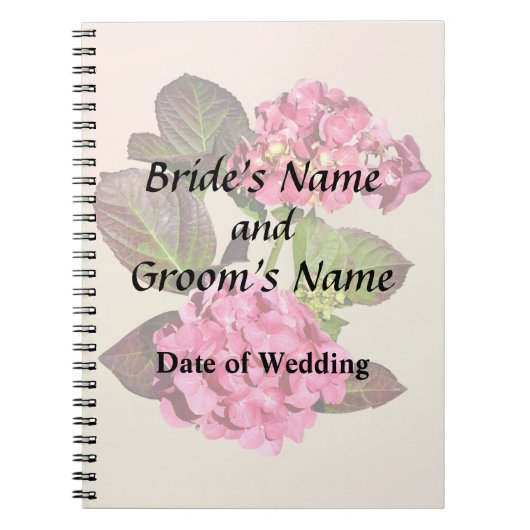 ピンクあじさい葉との結婚製品 ノートブック (正面)