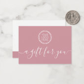 ピンクあなたのロゴのミニマリストのギフト証明書を追加 ノートカード (正面/裏面インサイチュ)