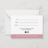 ピンクあなたのロゴのミニマリストのギフト証明書を追加 ノートカード (裏面)