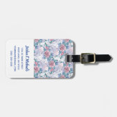 ピンクあなたの一流の|及び青のバラパターンを加えて下さい ラゲッジタグ (正面横)