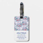 ピンクあなたの一流の|及び青のバラパターンを加えて下さい ラゲッジタグ (裏面縦)