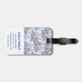 ピンクあなたの一流の|及び青のバラパターンを加えて下さい ラゲッジタグ (裏面横)