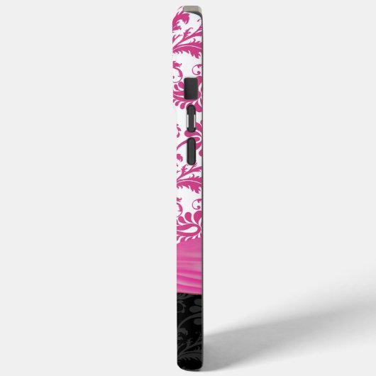 ピンクあなたの名前または引用文フェイクRhinestoneダマスク Case-Mate iPhoneケース (裏面 / 左)