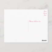 ピンクありがとう結婚さんの車の新郎新婦マンガ ポストカード (裏面)