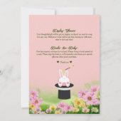 ピンクいくつかのバニー魔法ハットトリックガーデンベビーシャワー 招待状 (裏面)