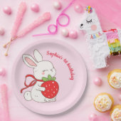ピンクいちごうさぎ 誕生日 ペーパープレート (パーティー)