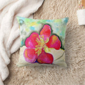 ピンクいちご花水色 クッション (ブランケット)