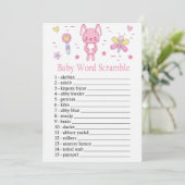 ピンクうさぎベイビー ワードスクランブルゲーム 招待状 (スタンド正面)