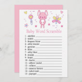 ピンクうさぎベイビー ワードスクランブルゲーム 招待状 (正面/裏面)