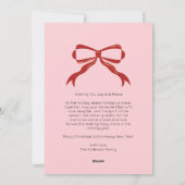 ピンクうろこ赤い弓クリスマスフォトコラージュ シーズンカード (裏面)