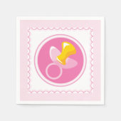 ピンクおしゃぶり | ベビーガールシャワー スタンダードカクテルナプキン (正面)