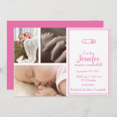ピンクおむつピンベビー写真のお知らせ 案内状 (正面/裏面)