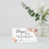 ピンクおむつラッフルチケット赤ちゃんシャワーラッフルカード プレイスカード (スタンド正面)