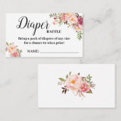 ピンクおむつラッフルチケット赤ちゃんシャワーラッフルカード プレイスカード (正面/裏面)