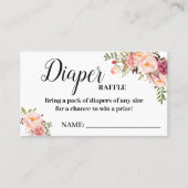 ピンクおむつラッフルチケット赤ちゃんシャワーラッフルカード プレイスカード (正面)